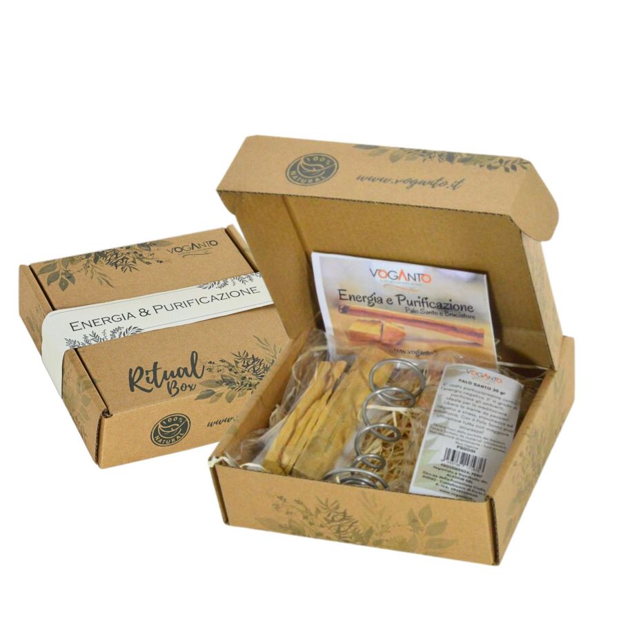 CONF. REGALO ENERGIA E PURIFICAZIONE GR 60 PALO SANTO E BRUCIATORE CM 22X15X4
