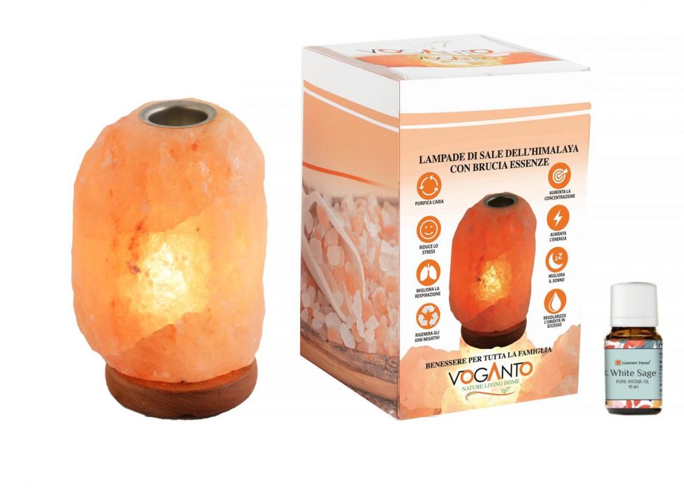 LAMPADA DIFFUSORE DI SALE 2/3 KG CON PORTA AROMA E SCATOLA
