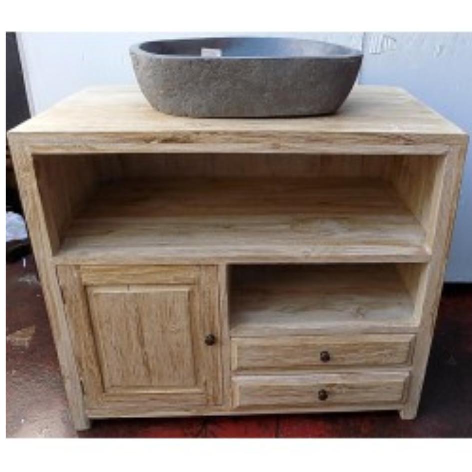 MOBILE BAGNO WHITE WASH CM H78X90X50 IN TEAK