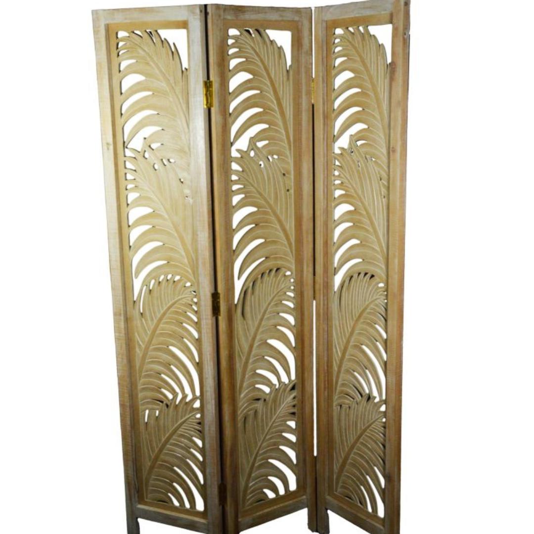 SEPARE' CON FOGLIE BIANCO DECAPATO 3 PANNELLI CM H170X103