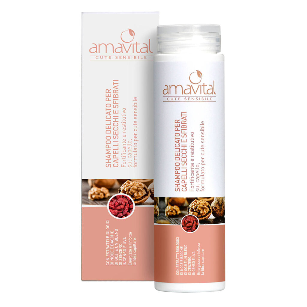 SHAMPOO DELICATO PER CAPELLI SECCHI E SFIBRATI CON ESTRATTI BIO DI NOCE E DI BACCHE DI GOJI