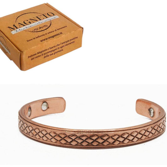 BRACCIALE IN RAME MAGNETO CON 6 MAGNETI INTRECCIO MM H8 CON SCATOLA