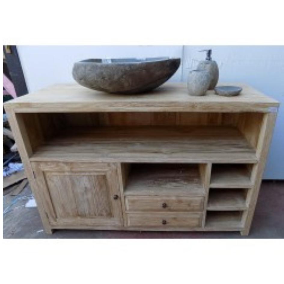 MOBILE BAGNO WHITE WASH CM H78X120X50 IN TEAK